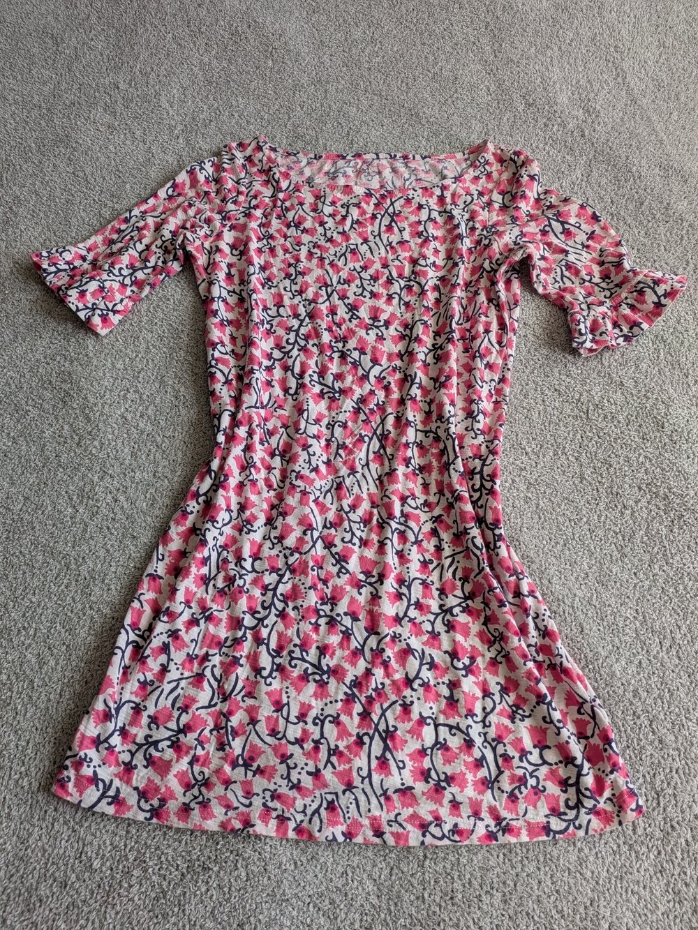 🌼B2G1🌼 Lilly Pulitzer Pink and Navy Floral Mini T-Shirt Cotton Dress NWOT